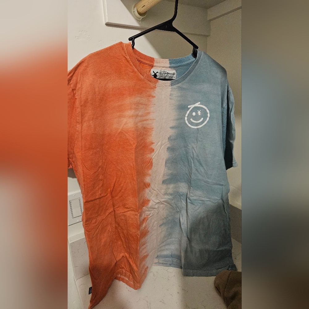 Orange and Blue Tie-Dye Dutch Bros T-shirt